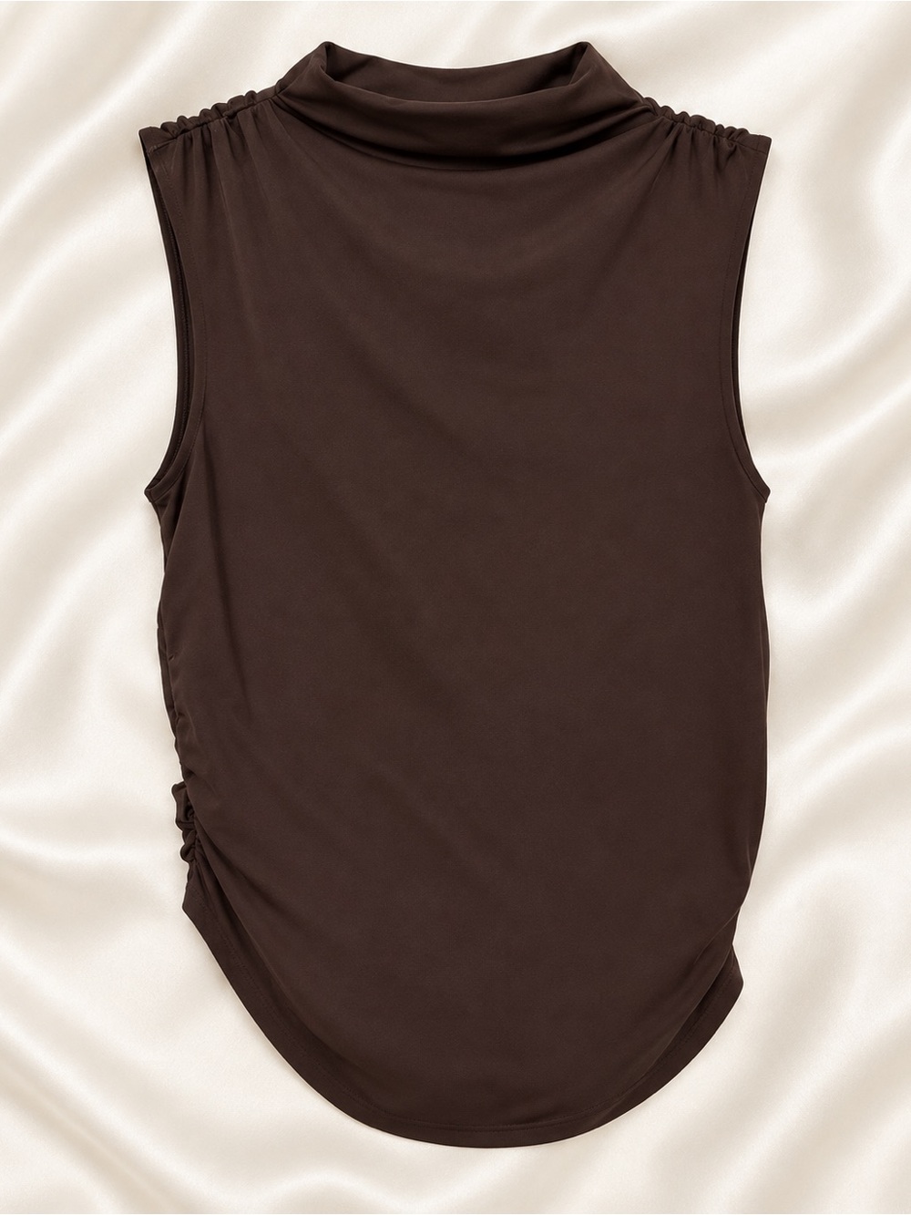 Aerie OFFLINE Brown Ruched Mock Neck Sleeveless Tank Top Women’s M